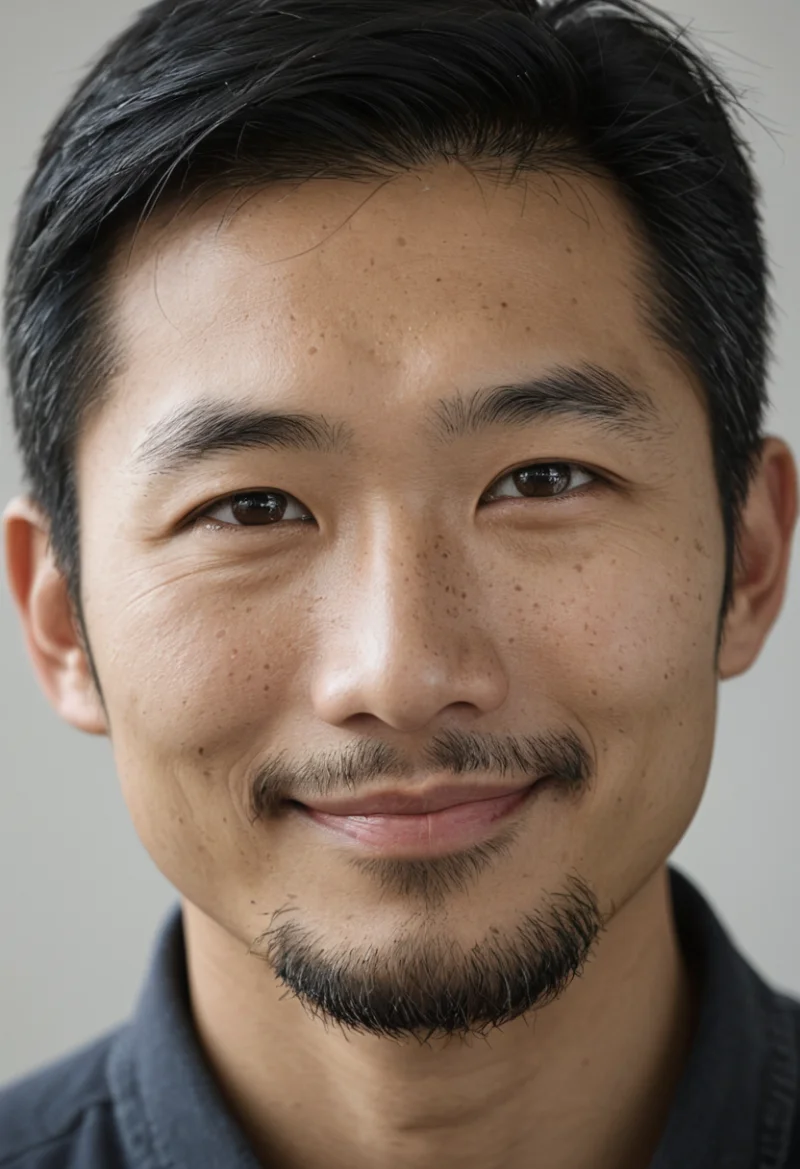 Asiatisch, Männlich, Schwarz Haare, Braun Augen – KI Portrait