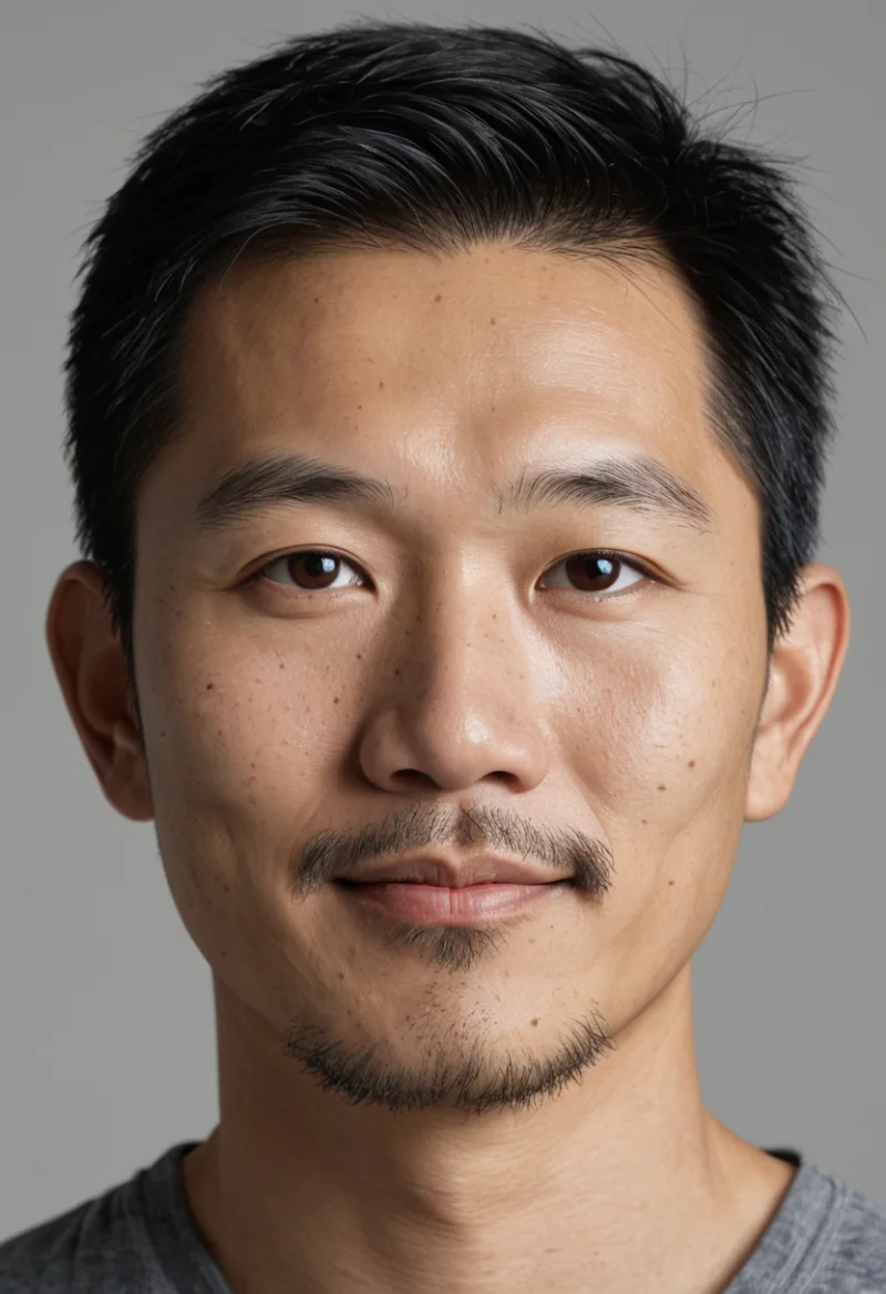 Asiatisch, Männlich, Schwarz Haare, Braun Augen – KI Portrait