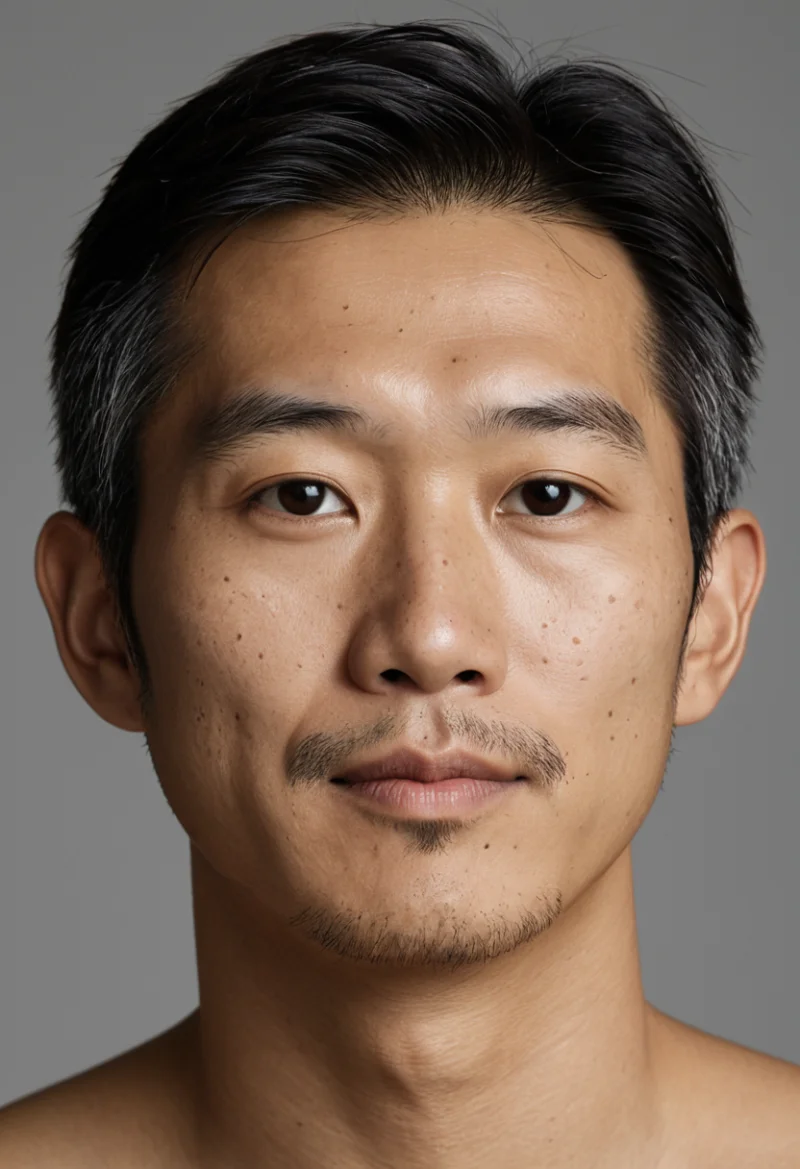 Asiatisch, Männlich, Schwarz Haare, Braun Augen – KI Portrait