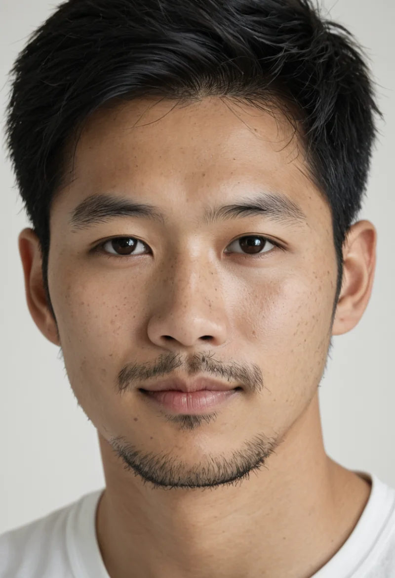 Asiatisch, Männlich, Schwarz Haare, Braun Augen – KI Portrait