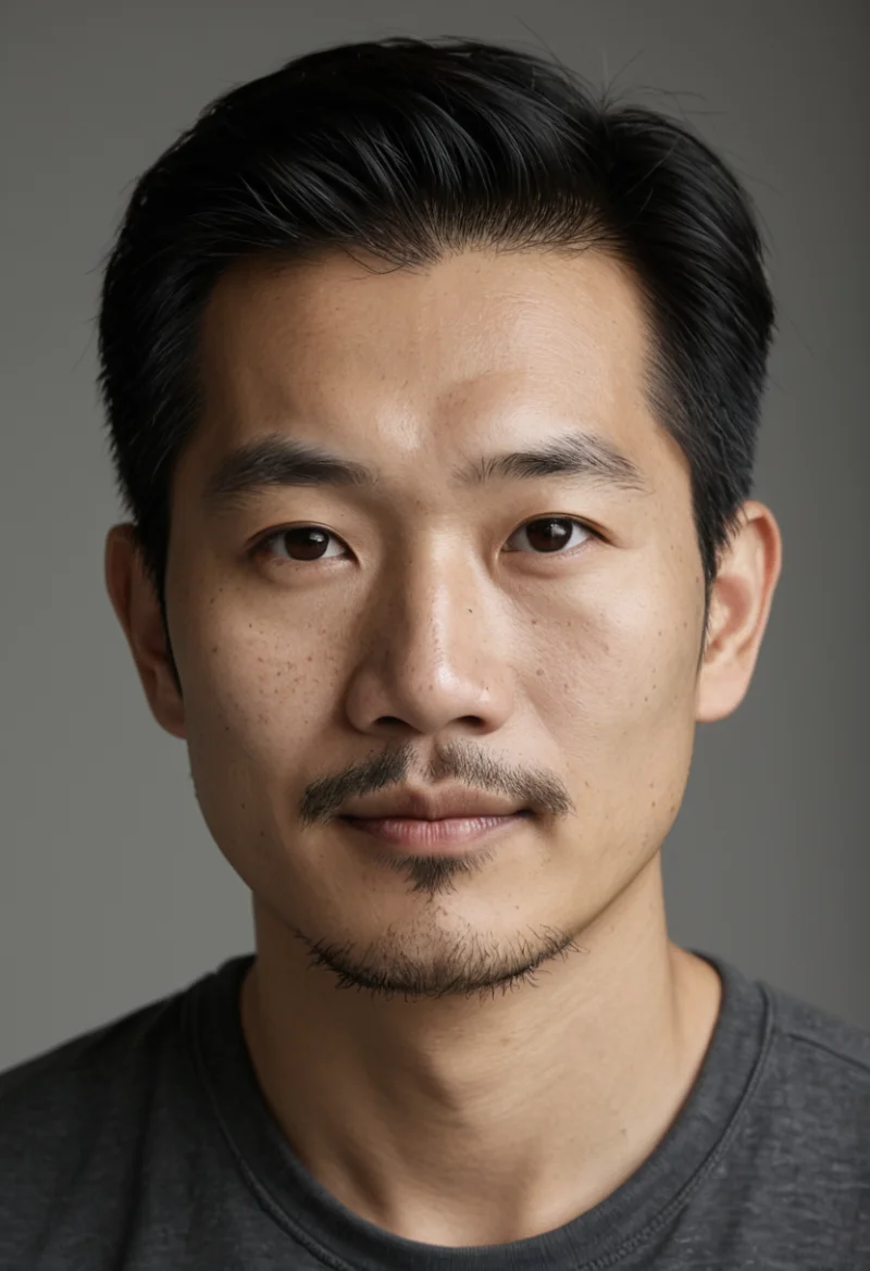 Asiatisch, Männlich, Schwarz Haare, Braun Augen – KI Portrait