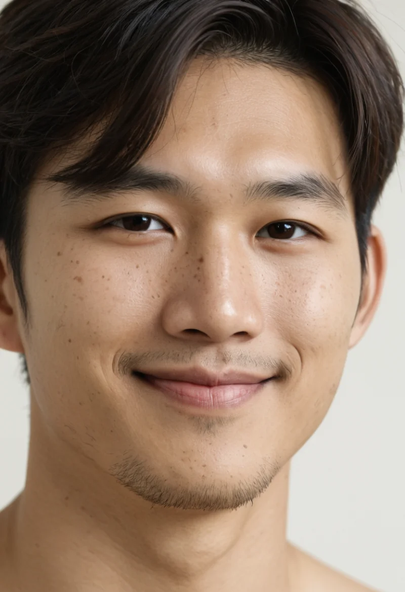 Asiatisch, Männlich, Schwarz Haare, Braun Augen – KI Portrait