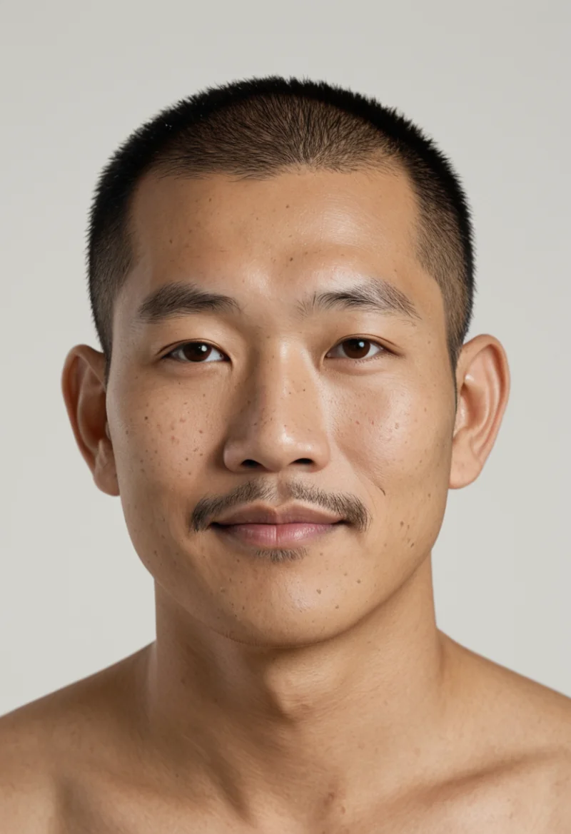 Asiatisch, Männlich, Schwarz Haare, Braun Augen – KI Portrait
