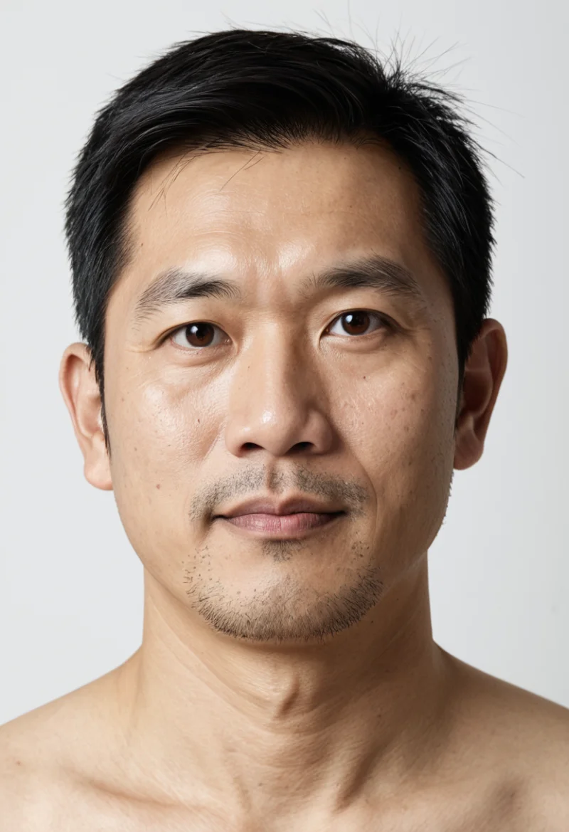 Asiatisch, Männlich, Schwarz Haare, Braun Augen – KI Portrait