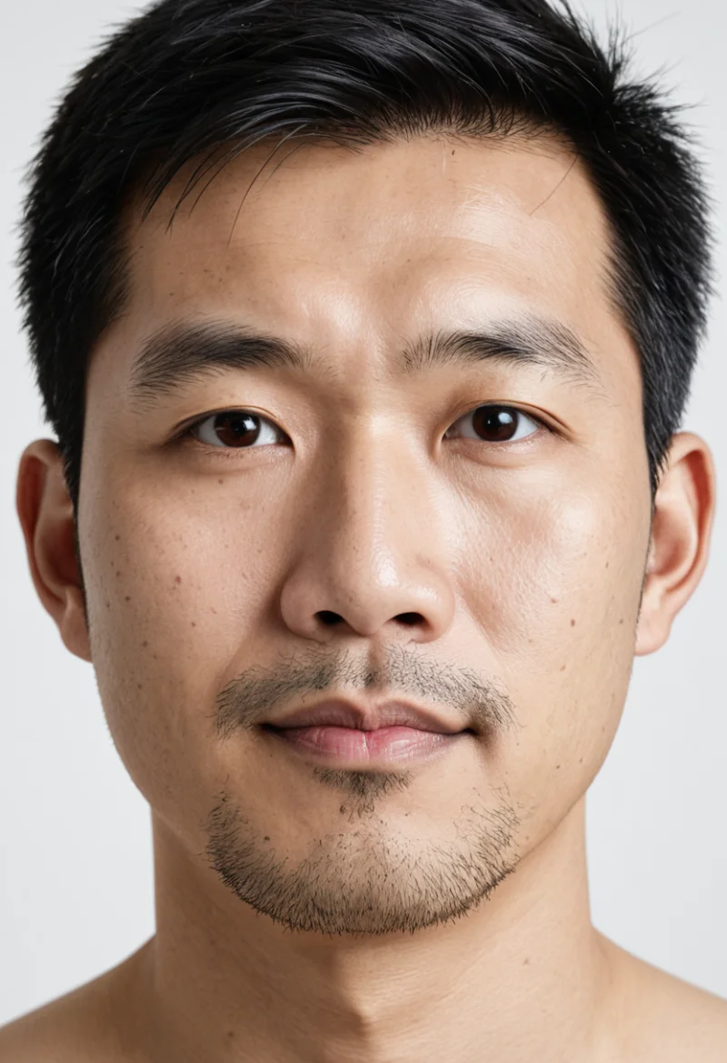 Asiatisch, Männlich, Schwarz Haare, Braun Augen – KI Portrait