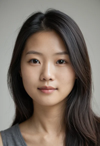Asiatisch, Weiblich, Schwarz Haare, Braun Augen – KI Portrait