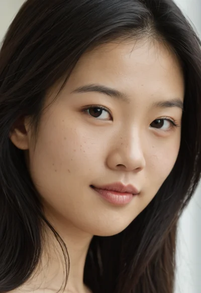 Asiatisch, Weiblich, Schwarz Haare, Braun Augen – KI Portrait