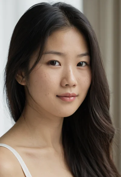 Asiatisch, Weiblich, Schwarz Haare, Braun Augen – KI Portrait