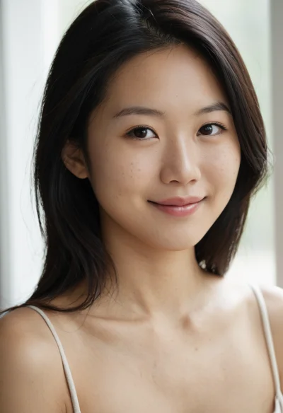 Asiatisch, Weiblich, Schwarz Haare, Braun Augen – KI Portrait