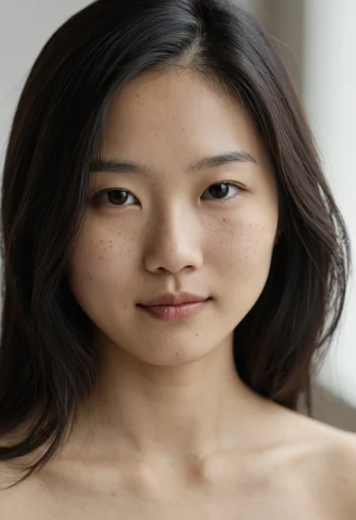 Asiatisch, Weiblich, Schwarz Haare, Braun Augen – KI Portrait