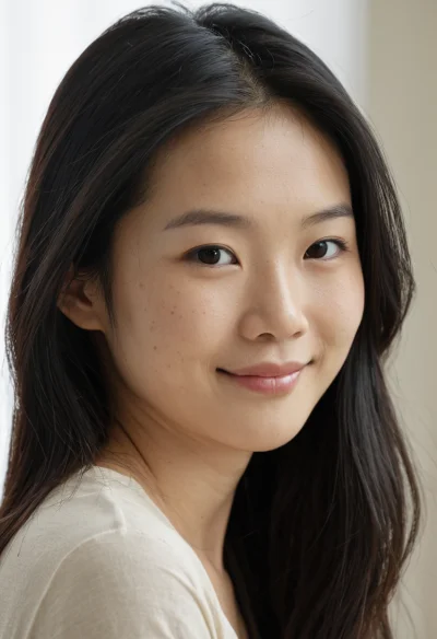Asiatisch, Weiblich, Schwarz Haare, Braun Augen – KI Portrait