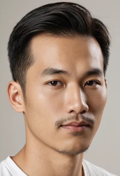 Asiatisch, Männlich, Schwarz Haare, Braun Augen – KI Portrait