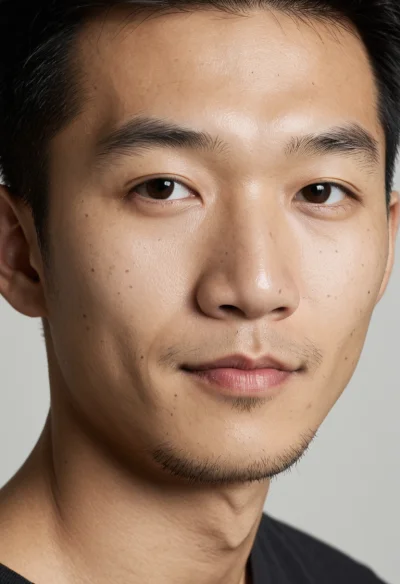 Asiatisch, Männlich, Schwarz Haare, Braun Augen – KI Portrait