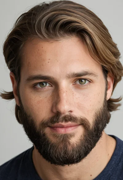 Europäisch, Männlich, Braun Haare, Blau Augen – KI Portrait