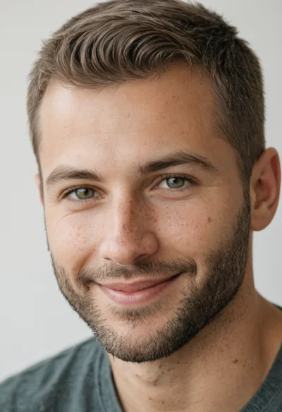 Europäisch, Männlich, Blond Haare, Blau Augen – KI Portrait