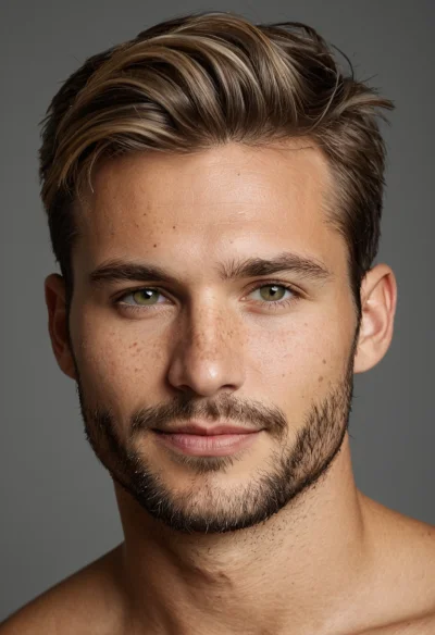 Europäisch, Männlich, Braun Haare, Blau Augen – KI Portrait