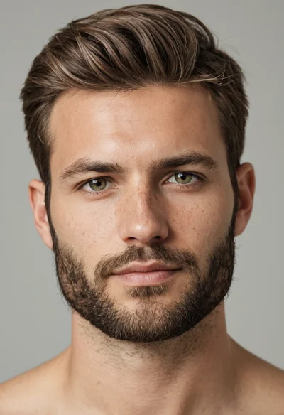 Europäisch, Männlich, Braun Haare, Grün Augen – KI Portrait