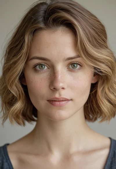 Europäisch, Weiblich, Braun Haare, Grün Augen – KI Portrait