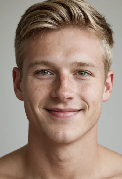 Europäisch, Männlich, Blond Haare, Grün Augen – KI Portrait