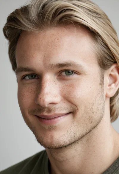 Europäisch, Männlich, Blond Haare, Blau Augen – KI Portrait