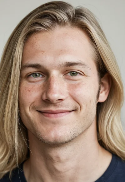 Europäisch, Männlich, Blond Haare, Blau Augen – KI Portrait