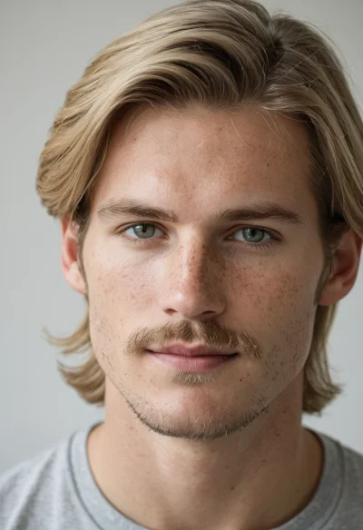 Europäisch, Männlich, Blond Haare, Blau Augen – KI Portrait