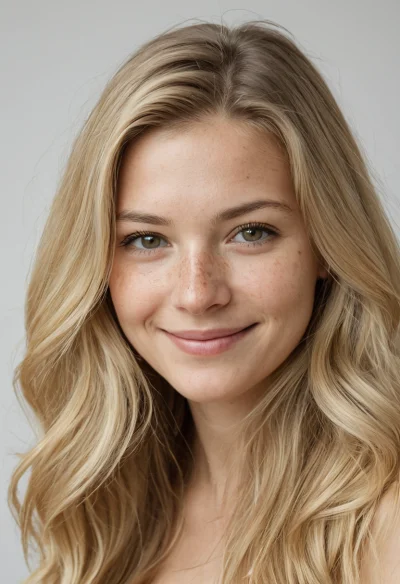 Europäisch, Weiblich, Blond Haare, Blau Augen – KI Portrait