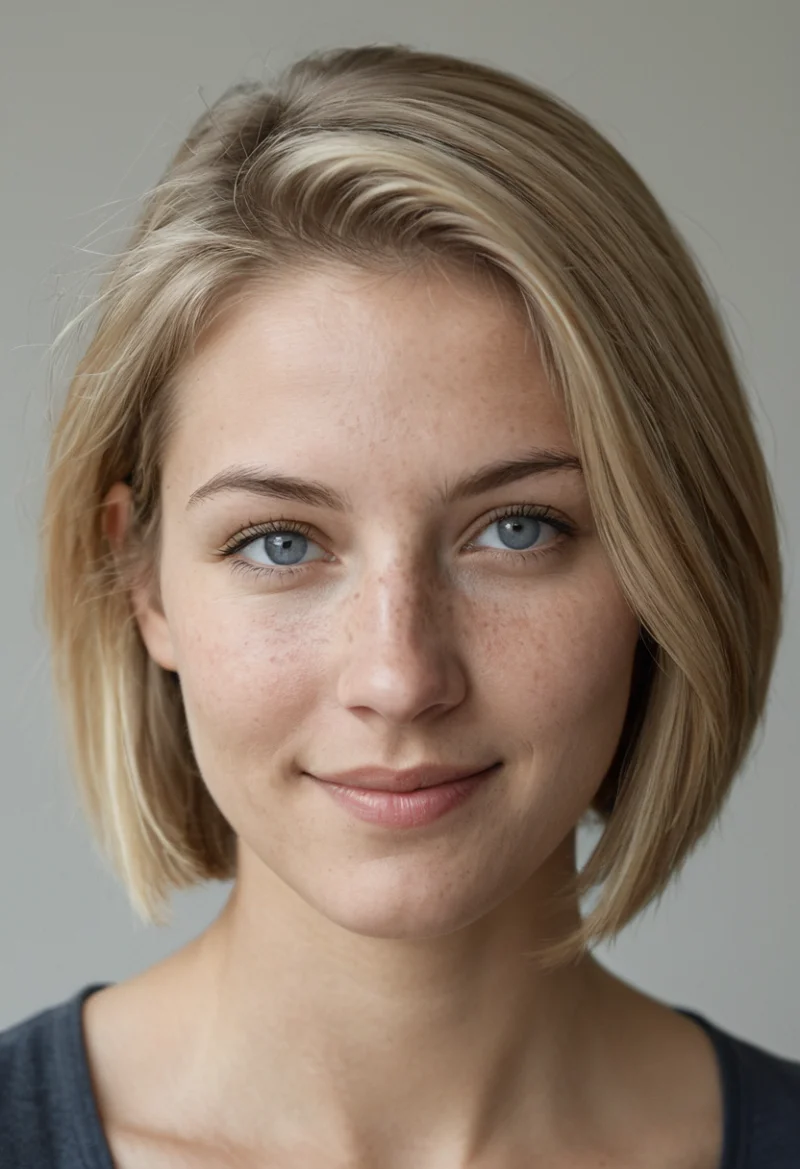Europäisch, Weiblich, Blond Haare, Blau Augen – KI Portrait