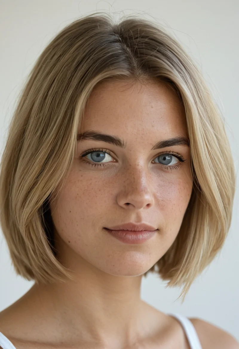 Europäisch, Weiblich, Blond Haare, Blau Augen – KI Portrait