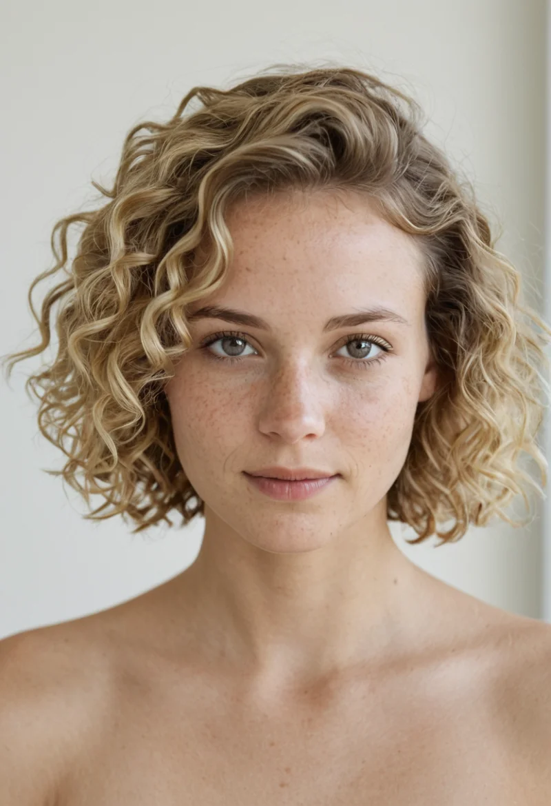 Europäisch, Weiblich, Blond Haare, Blau Augen – KI Portrait
