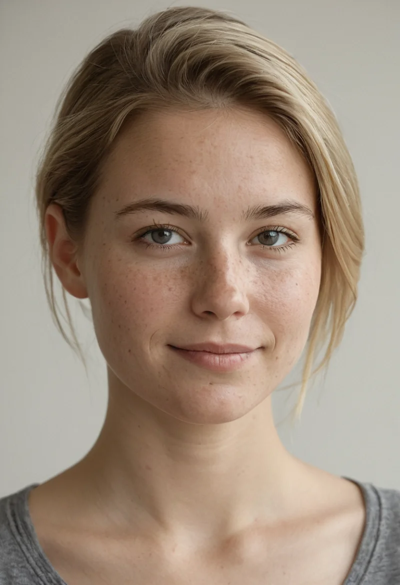 Europäisch, Weiblich, Blond Haare, Blau Augen – KI Portrait