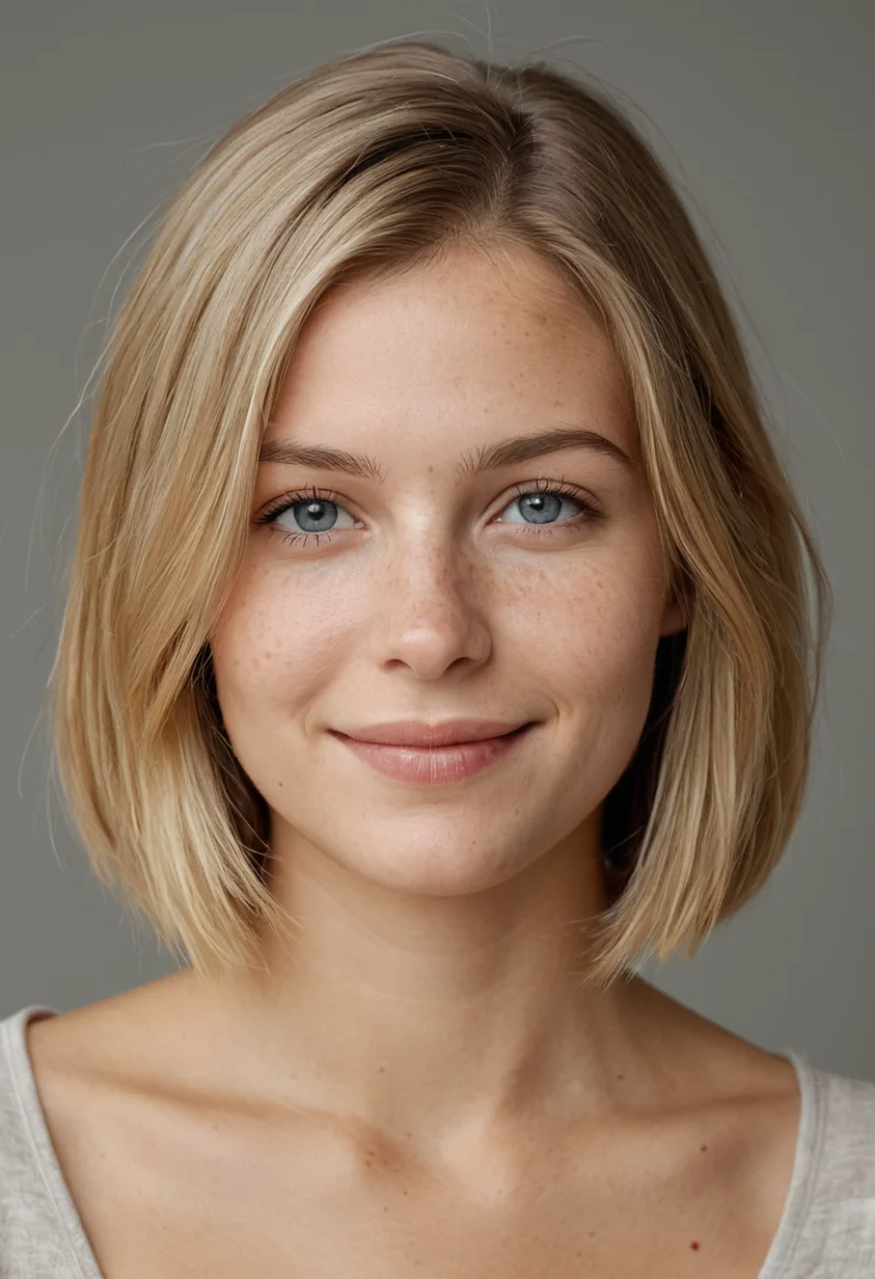 Europäisch, Weiblich, Blond Haare, Blau Augen – KI Portrait