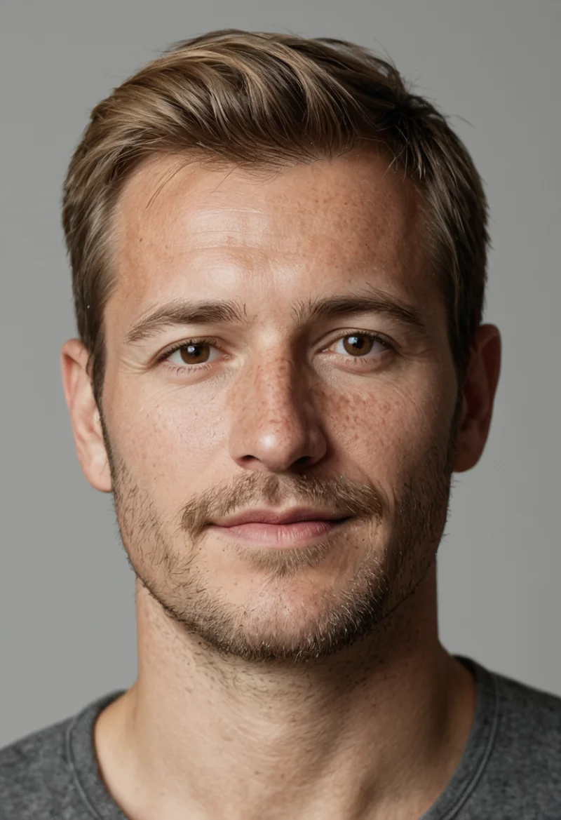 Europäisch, Männlich, Blond Haare, Braun Augen – KI Portrait