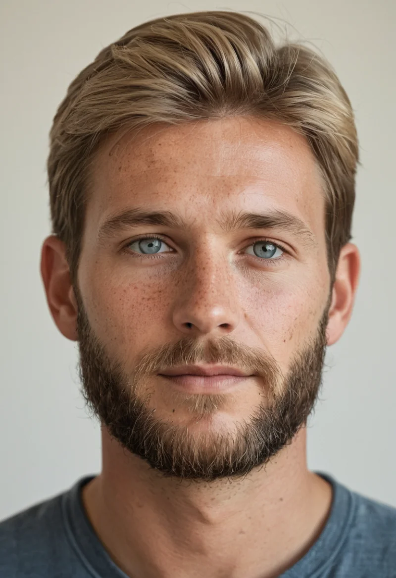 Europäisch, Männlich, Blond Haare, Blau Augen – KI Portrait