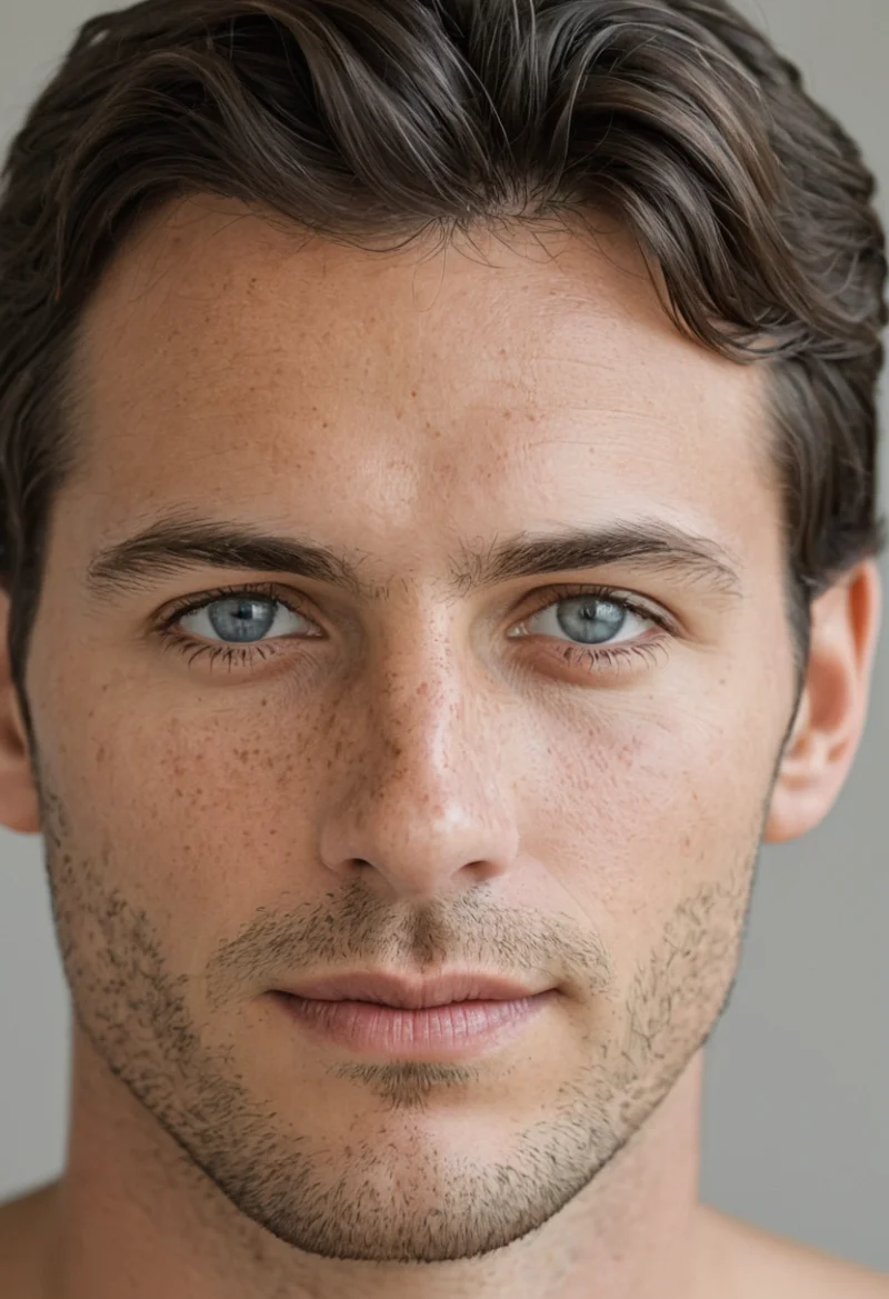 Europäisch, Männlich, Braun Haare, Blau Augen – KI Portrait