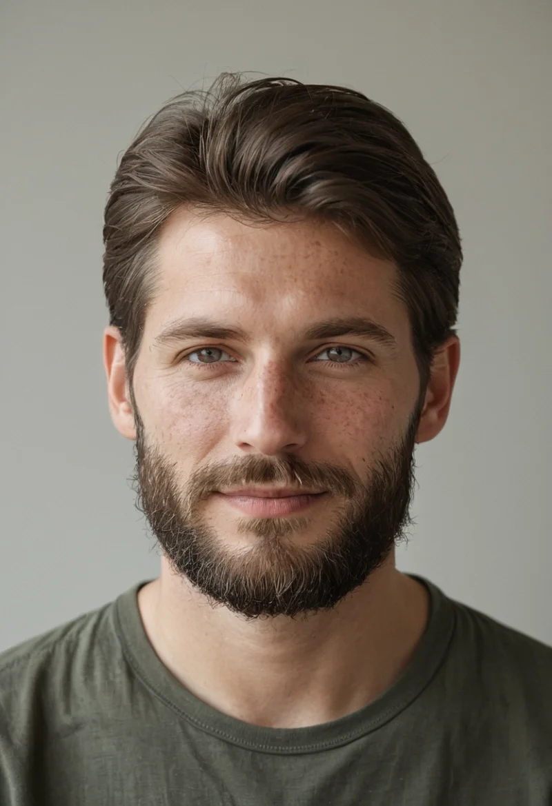 Europäisch, Männlich, Braun Haare, Blau Augen – KI Portrait
