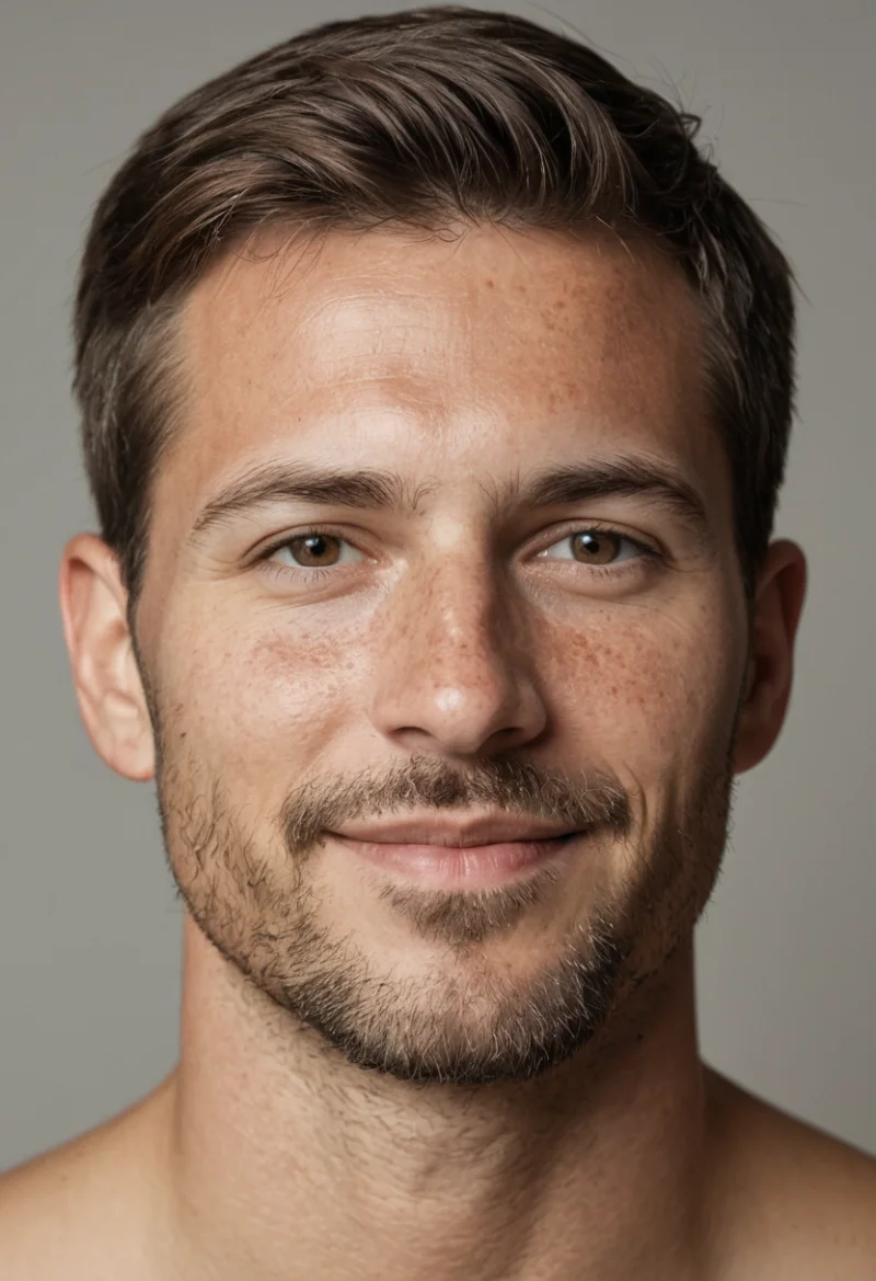 Europäisch, Männlich, Braun Haare, Blau Augen – KI Portrait