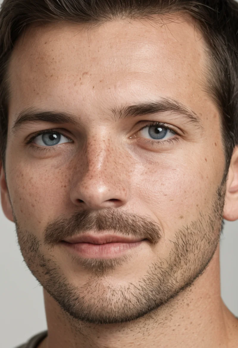 Europäisch, Männlich, Braun Haare, Blau Augen – KI Portrait