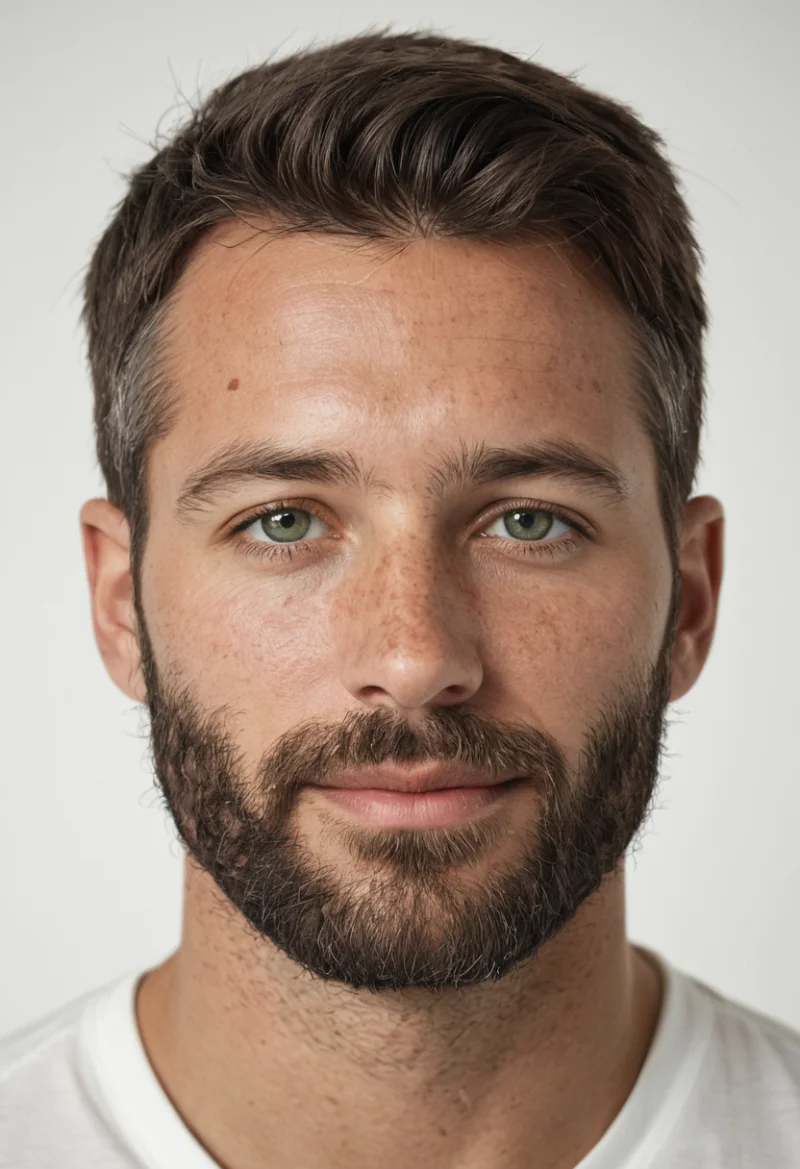 Europäisch, Männlich, Braun Haare, Grün Augen – KI Portrait