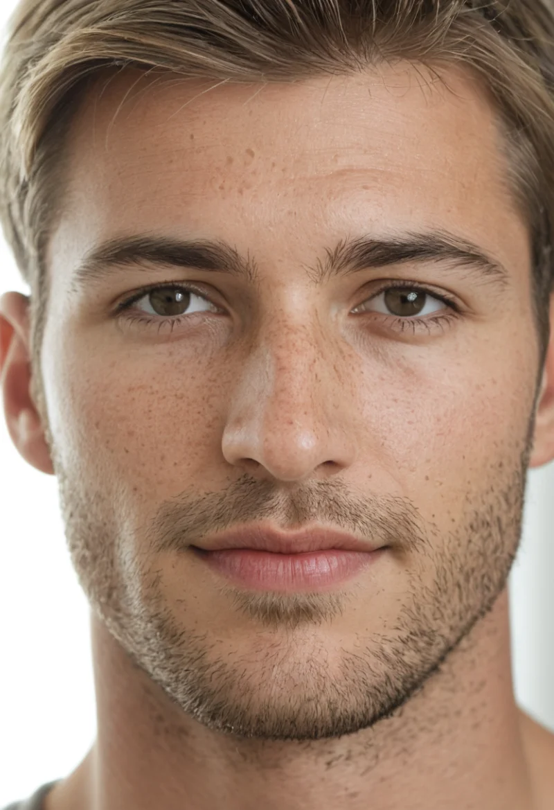 Europäisch, Männlich, Blond Haare, Braun Augen – KI Portrait