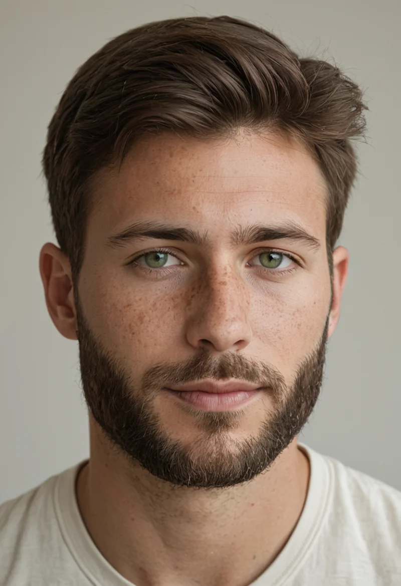 Europäisch, Männlich, Braun Haare, Grün Augen – KI Portrait