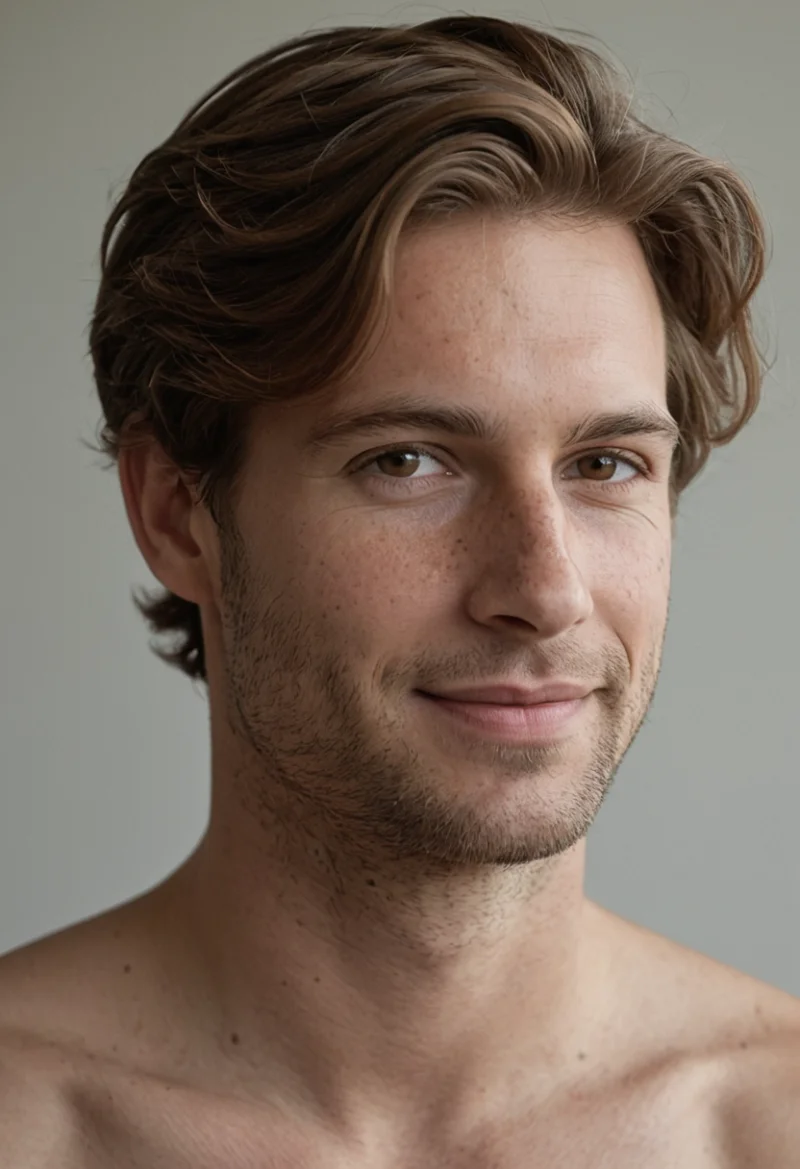 Europäisch, Männlich, Braun Haare, Blau Augen – KI Portrait