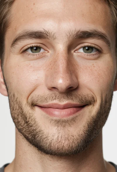 Europäisch, Männlich, Blond Haare, Blau Augen – KI Portrait