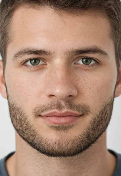 Europäisch, Männlich, Braun Haare, Blau Augen – KI Portrait