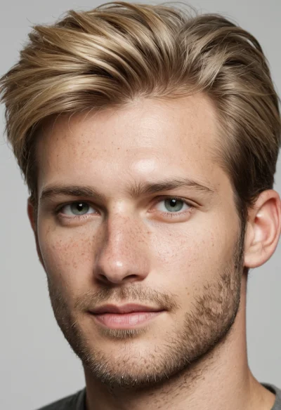 Europäisch, Männlich, Blond Haare, Blau Augen – KI Portrait