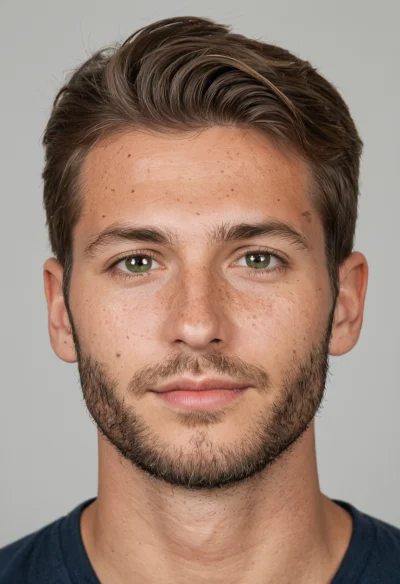 Europäisch, Männlich, Braun Haare, Grün Augen – KI Portrait