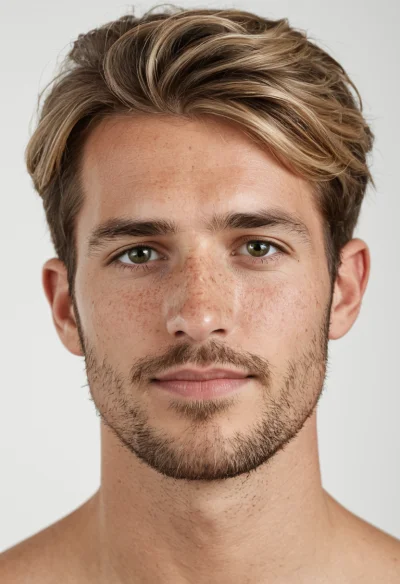 Europäisch, Männlich, Blond Haare, Grün Augen – KI Portrait