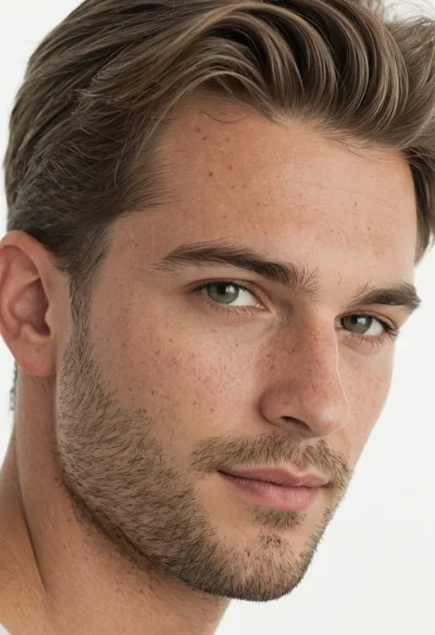 Europäisch, Männlich, Braun Haare, Grün Augen – KI Portrait