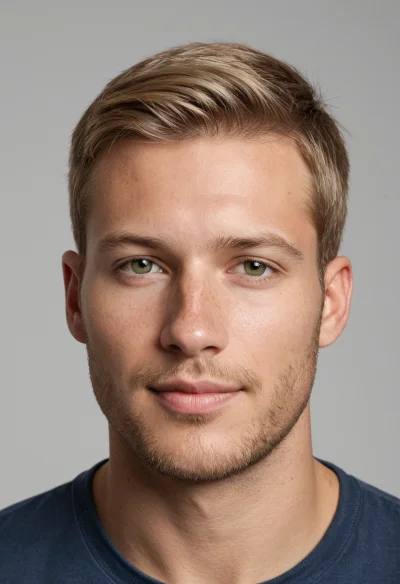 Europäisch, Männlich, Blond Haare, Grün Augen – KI Portrait