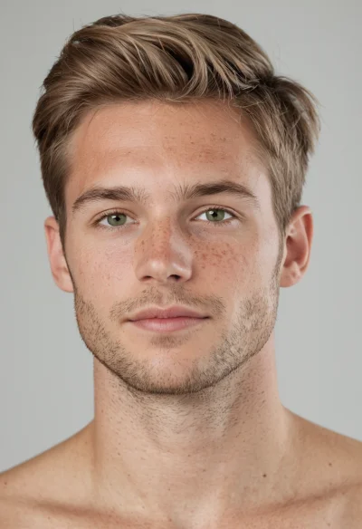 Europäisch, Männlich, Blond Haare, Grün Augen – KI Portrait